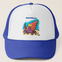 Funny cute purple cartoon hermit crab