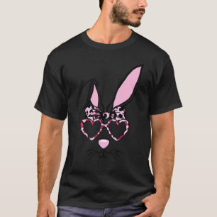 Funny Cute Rabbit Bunny Face Leopard Glasses Happy T-Shirt