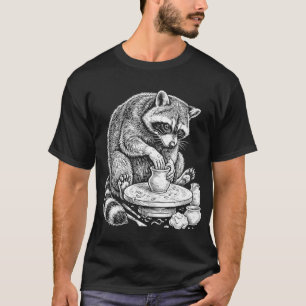 Funny Cute Raccoon Pottery Artist Creative Clay T-Shirt