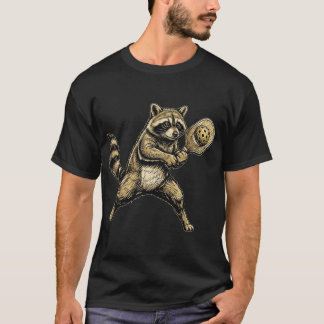 Funny Cute Racoon Playing Pickleball Vintage T-Shirt
