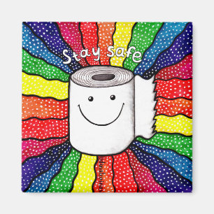 Funny Cute Rainbow Stay Safe Toilet Paper Magnet