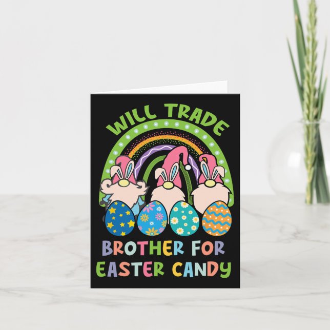 Funny Cute Rainbow Will Trade Brother For Easter C Card (Front)