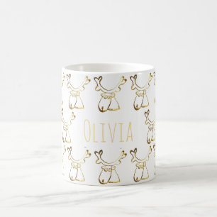 Funny Cute Reindeer Pattern Add Name or Text Coffee Mug