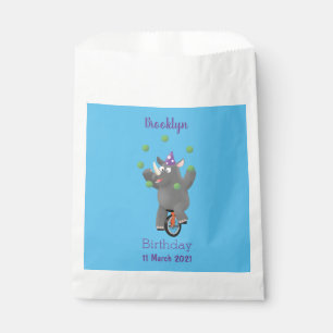 Funny cute rhino juggling on unicycle favour bags