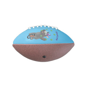 Funny cute rhino juggling on unicycle football