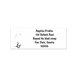 Funny cute rhino juggling on unicycle rubber stamp