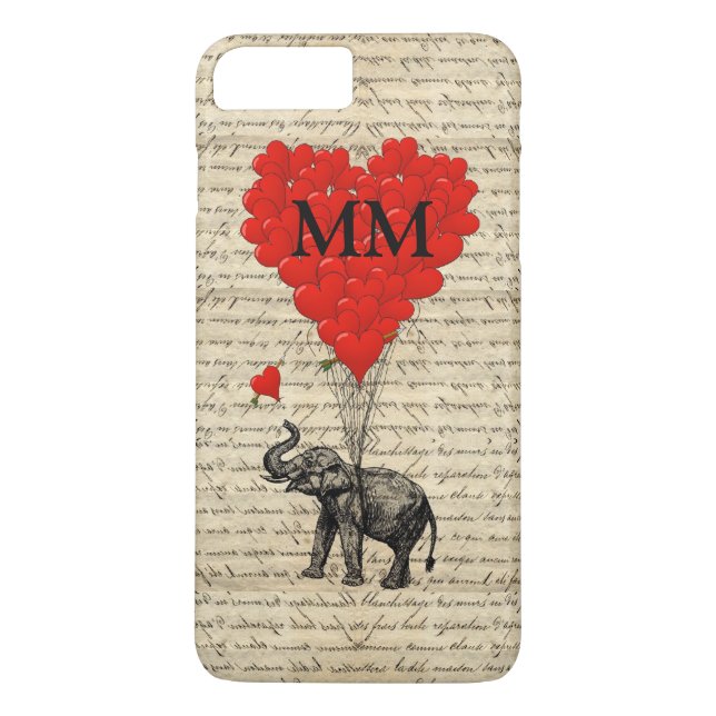 Funny cute romantic elephant and heart Case-Mate iPhone case (Back)