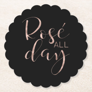 Funny Cute Rose All Day Wine Lover Gift Paper Coaster