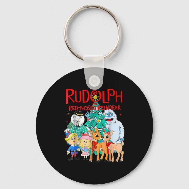 Funny Cute Rudolph The Red Nosed Reindeer Christma Key Ring (Front)