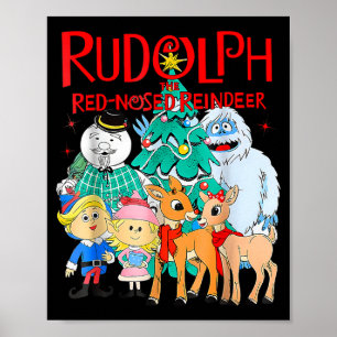 Funny Cute Rudolph The Red Nosed Reindeer Christma Poster