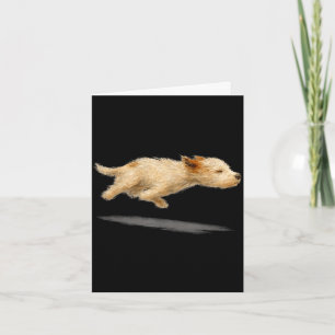 Funny cute running dog art dog painting style card