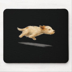 Funny cute running dog art dog painting style mouse pad