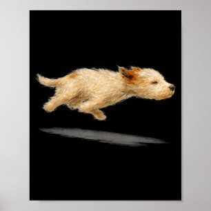 Funny cute running dog art dog painting style  poster