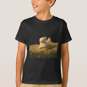 Funny Cute Running Dog Art Maltese Running in The T-Shirt