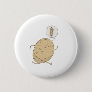 Funny Cute Running Potato by somoh 6 Cm Round Badge