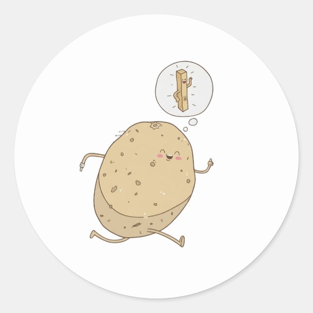 Funny Cute Running Potato by somoh Classic Round Sticker (Front)