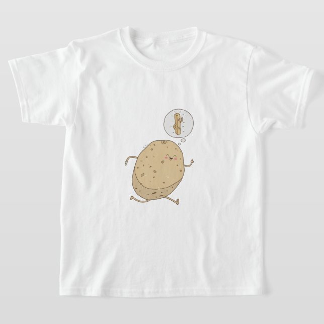 Funny Cute Running Potato by somoh T-Shirt (Laydown)