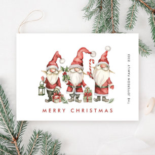 Funny Cute Santa Gnomes Christmas Holiday Card