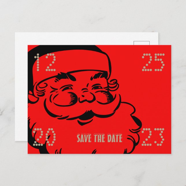 Funny Cute Santa Save The Date Christmas Party Announcement Postcard (Front/Back)