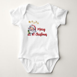 Funny Cute Santa & Typography Baby Bodysuit