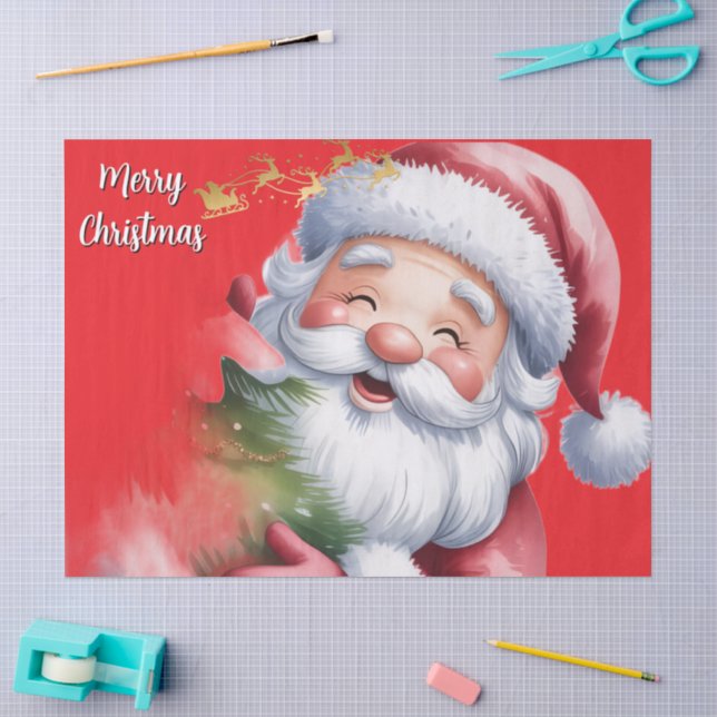 Funny Cute Santa & Typography Tissue Paper (Craft)