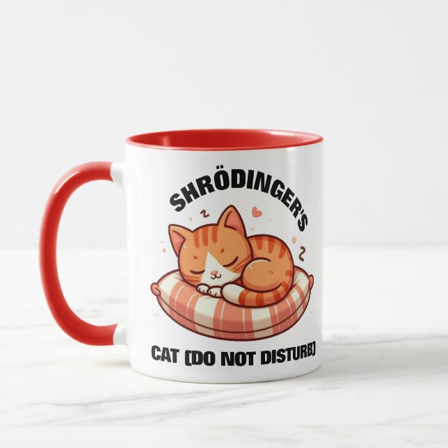 Funny Cute Shrodinger's Cat (Do Not Disturb) Mug (Left)