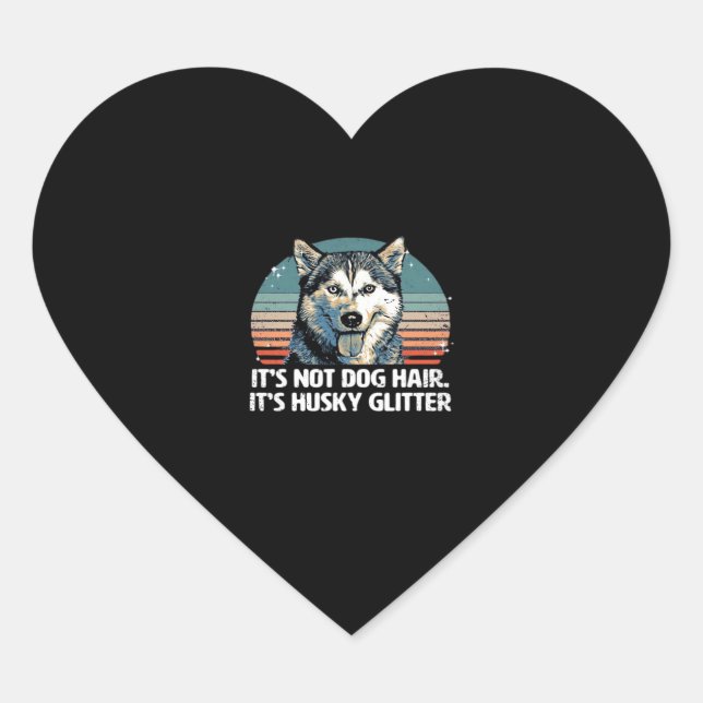 Funny & Cute Siberian Husky Dog Glitter Classic T- Heart Sticker (Front)