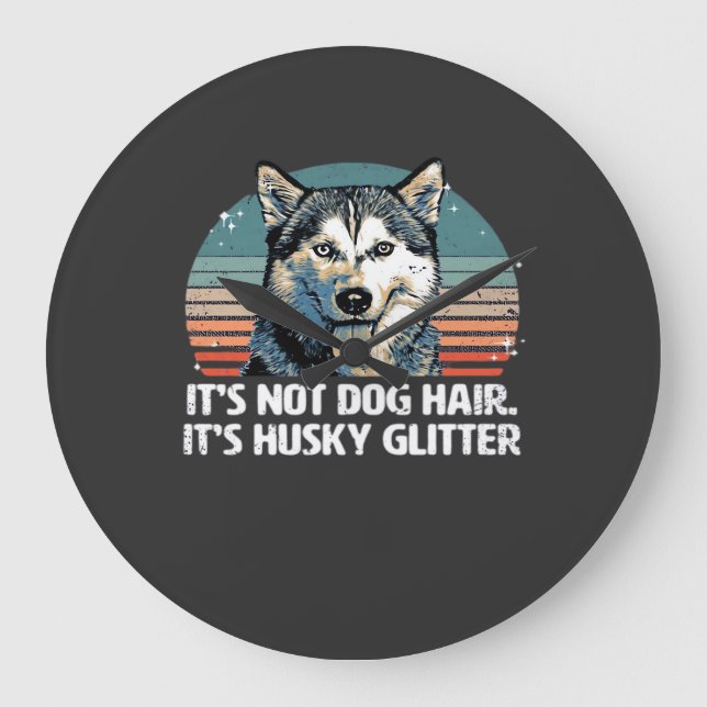 Funny & Cute Siberian Husky Dog Glitter Classic T- Large Clock (Front)