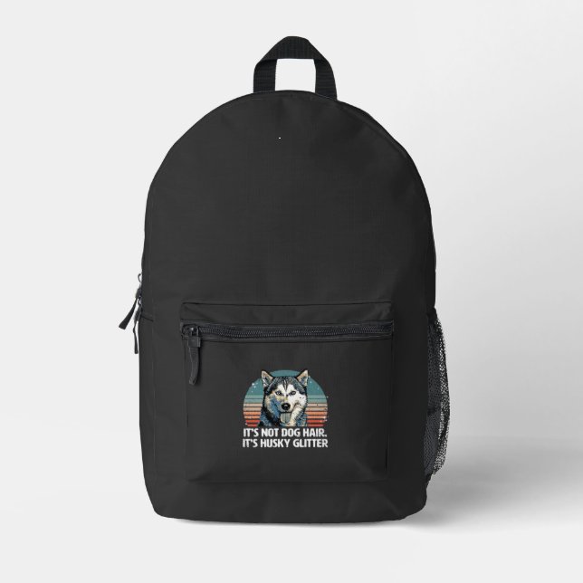 Funny & Cute Siberian Husky Dog Glitter Classic T- Printed Backpack (Front)