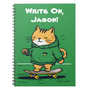 Funny Cute Skate Cat On Skateboard Notebook