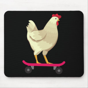 Funny Cute Skateboarding Chicken Animal Gift  Mouse Pad