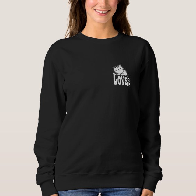 Funny Cute Sleeping Purring Black And White Cat Mo Sweatshirt (Front)
