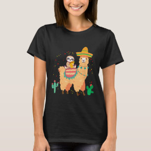 Funny Cute Sloth And Llama With Taco And Mexican S T-Shirt