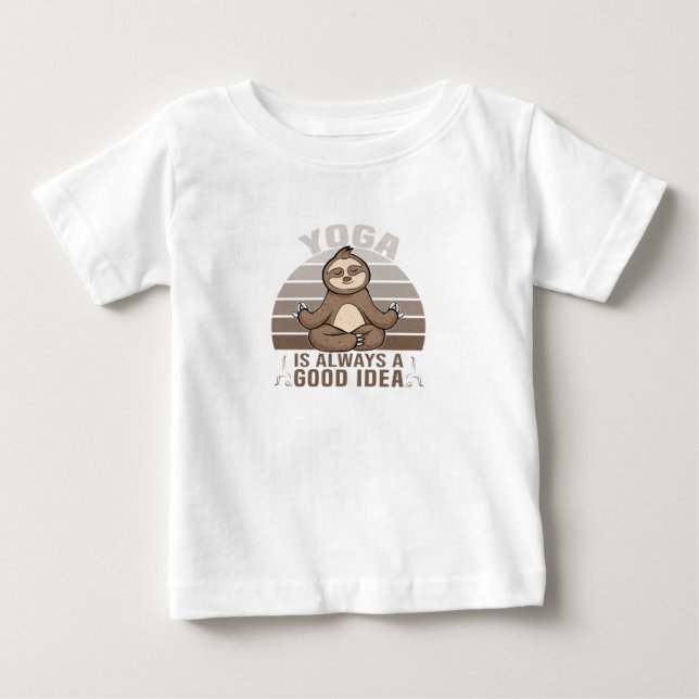 Funny cute sloth doing yoga. funny yoga poses baby T-Shirt (Front)