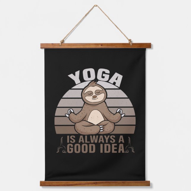 Funny cute sloth doing yoga. funny yoga poses  hanging tapestry (Front)