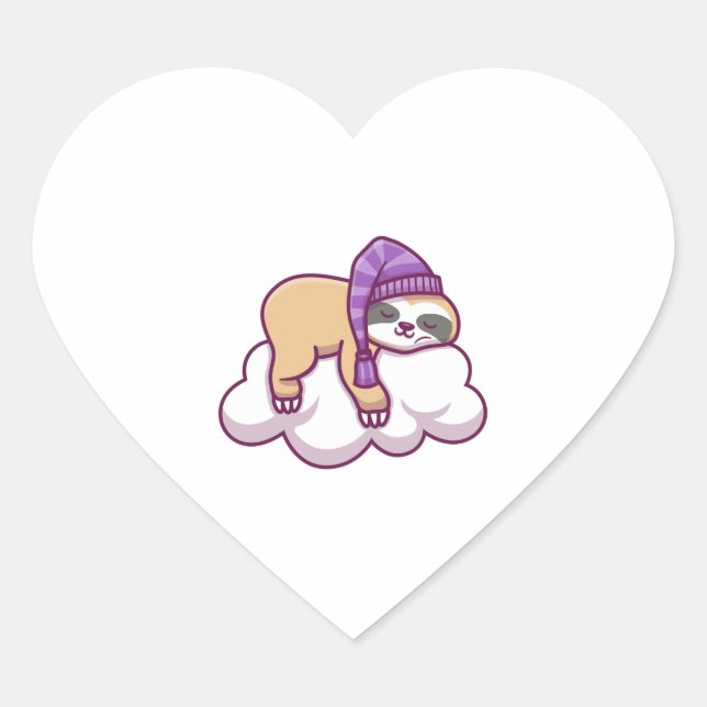 Funny Cute sloth sleeping on cloud Sticker  (Front)