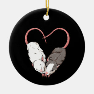 Funny Cute Small Rodent Pet Happy Heart Love Rat L Ceramic Tree Decoration
