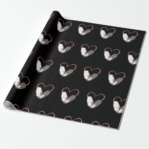 Funny Cute Small Rodent Pet Happy Heart Love Rat L Wrapping Paper