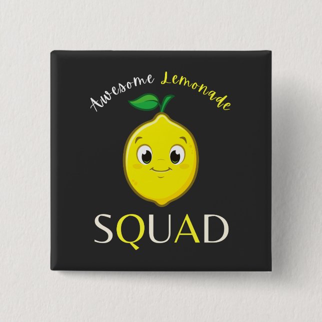 Funny Cute Smiling Lemon Awesome Lemonade Squad  15 Cm Square Badge (Front)