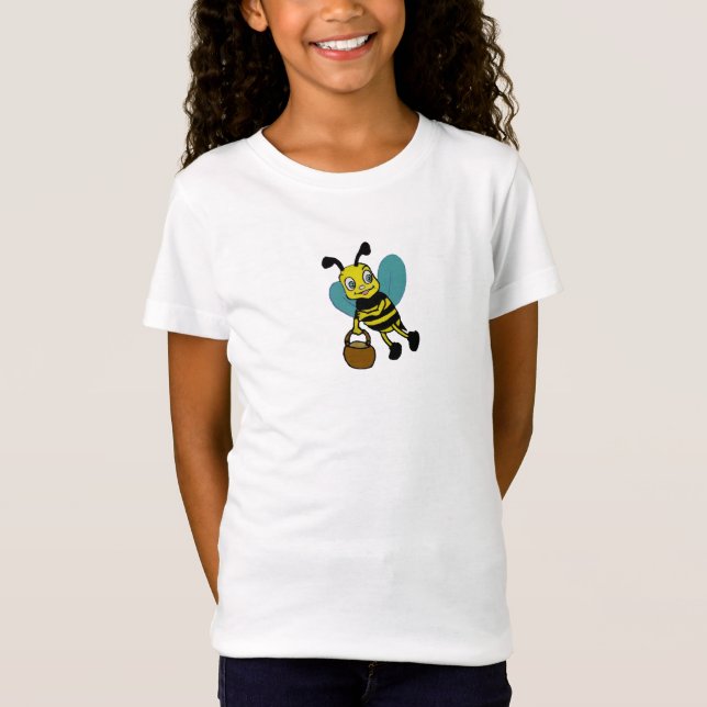 Funny cute smiling watercolor bee  T-Shirt (Front)
