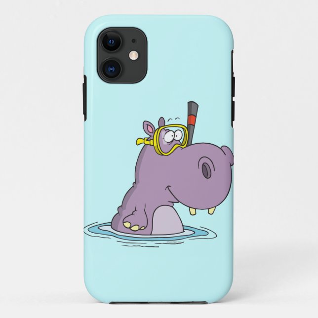 funny cute snorkelling swimming hippo Case-Mate iPhone case (Back)