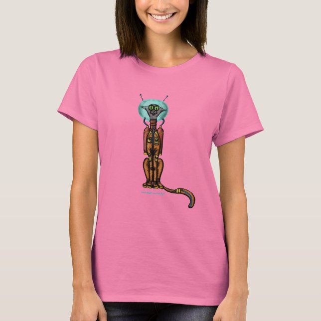 Funny cute space cat t-shirt design (Front)