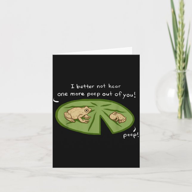 Funny Cute Spring Peeper Frogs Lilly Pad Pond Card (Front)