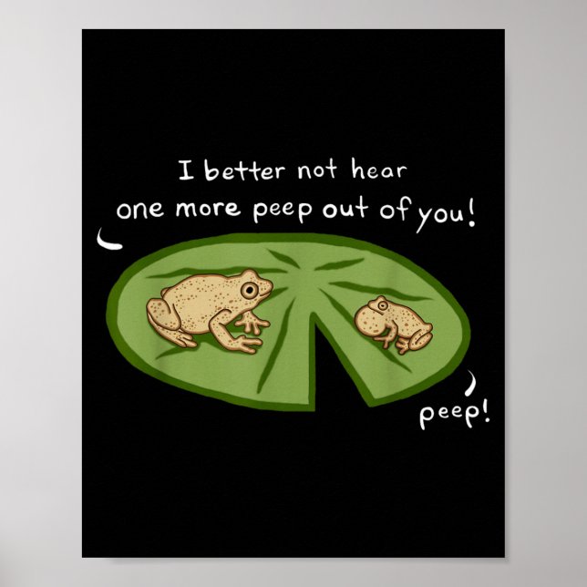 Funny Cute Spring Peeper Frogs Lilly Pad Pond Poster (Front)