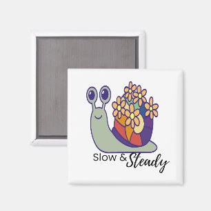 Funny Cute Square Magnet with Snail