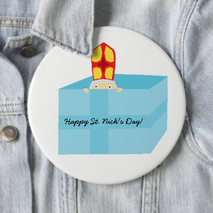 Funny Cute St. Nicholas Dutch Sinterklaas Kids Art 6 Cm Round Badge