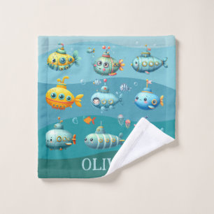 Funny Cute Submarine Pattern Kids Wash Cloth
