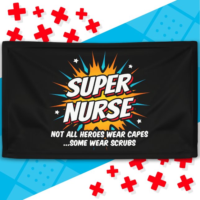 Funny Cute Superhero Super Nurse Appreciation Banner (Creator Uploaded)