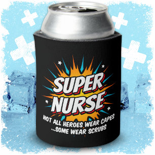 Funny Cute Superhero Super Nurse Appreciation Can Cooler
