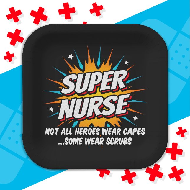 Funny Cute Superhero Super Nurse Appreciation Paper Plate (Creator Uploaded)